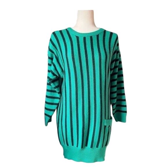 Vintage Green Striped Tunic Sweater - Picture 1 of 11